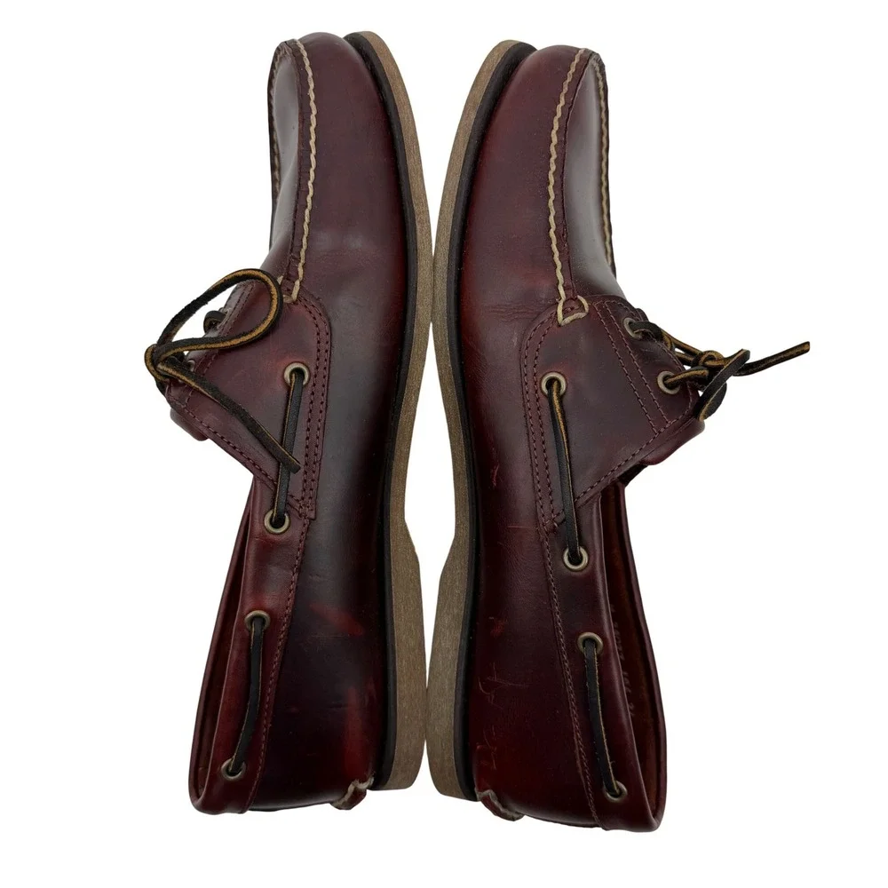 Timberland Boat Shoes Mens 14M Burgundy Leather 2-Eye Classic Deck